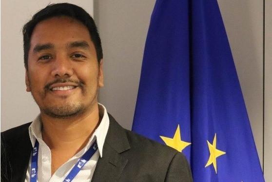 young man with EU flag